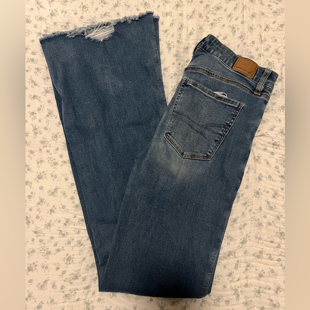 American Eagle Outfitters Blue Flare Jeans -Xlong